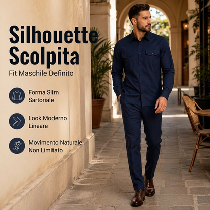 ⏰ Ultimo Giorno di Saldi – SCONTO 50% ✨Set da uomo in due pezzi: camicia e pantaloni in poliestere