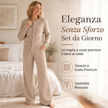 🔥SCONTO DEL 50%! 👚Completo casual da donna a 2 pezzi: cardigan lavorato a maglia e pantaloni a gamba larga
