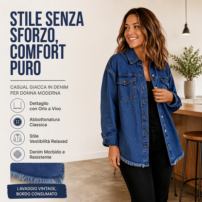 ⏰ Ultimo Giorno di Saldi – SCONTO 50% ✨Giacca di jeans lavato da donna con orlo sfilato