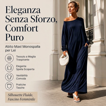 ⏰ Ultimo Giorno di Saldi – SCONTO 50% ✨Abito lungo da donna a maniche lunghe con spalle scoperte