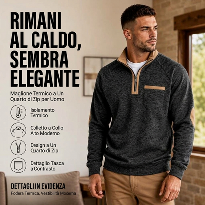 ⏰ Ultimo Giorno di Saldi – SCONTO 50% ✨Maglione da uomo con zip corta e fodera calda