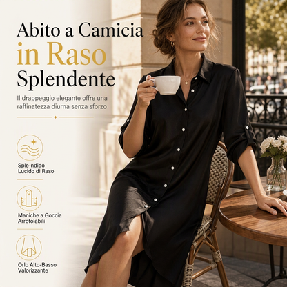 ⏰ Ultimo Giorno di Saldi – SCONTO 50% ✨Camicia formale da donna in raso a tinta unita con bottoni e maniche alla moda