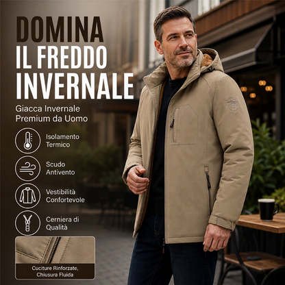 🔥SCONTO DEL 50%! 🧥Giacca invernale da uomo calda e impermeabile con cappuccio