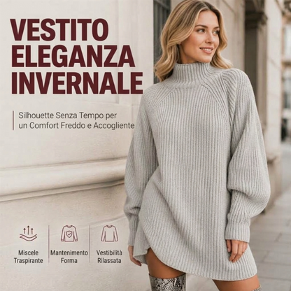 🔥SCONTO DEL 50%! 👚Abito maglione in maglia dolcevita accogliente da donna