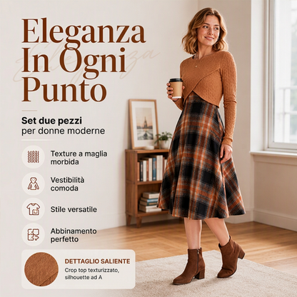 ⏰ Ultimo Giorno di Saldi – SCONTO 50% ✨Set da donna composto da abito a quadri elegante e crop top