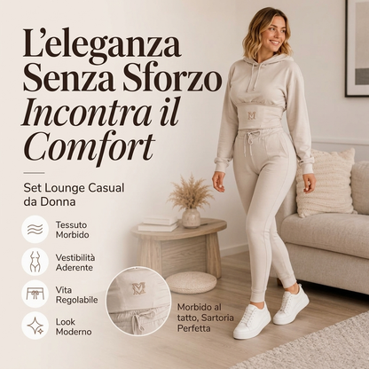 🔥SCONTO DEL 50%! 👚Completo felpa con cappuccio e pantaloni da donna con vita arricciata
