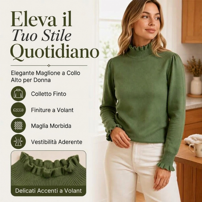 Top in maglia elegante e confortevole da donna con finiture a volant