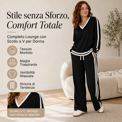 ⏰ Ultimo Giorno di Saldi – SCONTO 50% ✨Completo da donna: maglione scollo a V e pantaloni a gamba larga