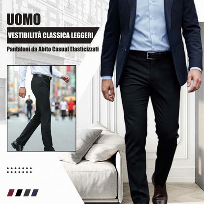 🔥SCONTO DEL 50%! 👖Pantaloni da abito casual elasticizzati leggeri, vestibilità classica da uomo