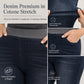🔥SCONTO DEL 50%! 👖Jeans di jeans lavaggio scuro da donna, a vita alta, slim fit, con elastico in vita ampio e chiusura pull-on