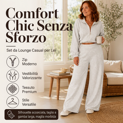 ⏰ Ultimo Giorno di Saldi – SCONTO 50% ✨Completo da donna: felpa corta con zip e pantaloni a gamba larga