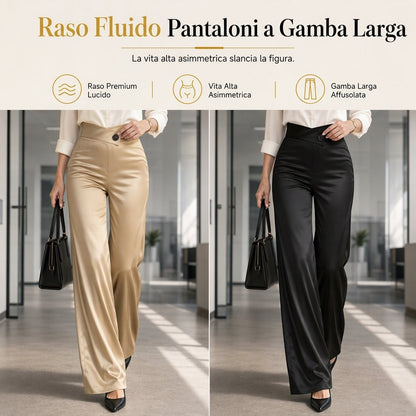 ⏰ Ultimo Giorno di Saldi – SCONTO 50% ✨Eleganti pantaloni a gamba larga in raso a vita alta con vita asimmetrica