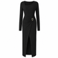 ⏰ Ultimo Giorno di Saldi – SCONTO 50% ✨Abito lungo da donna autunno inverno, trama knit, colore tinta unita, scollo asimmetrico