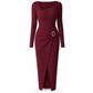 ⏰ Ultimo Giorno di Saldi – SCONTO 50% ✨Abito lungo da donna autunno inverno, trama knit, colore tinta unita, scollo asimmetrico