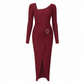 ⏰ Ultimo Giorno di Saldi – SCONTO 50% ✨Abito lungo da donna autunno inverno, trama knit, colore tinta unita, scollo asimmetrico
