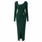⏰ Ultimo Giorno di Saldi – SCONTO 50% ✨Abito lungo da donna autunno inverno, trama knit, colore tinta unita, scollo asimmetrico