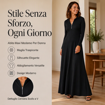 ⏰ Ultimo Giorno di Saldi – SCONTO 50% ✨Abito lungo donna in maglia a coste con cappuccio