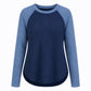 Maglione da donna western da ranch, a maniche lunghe raglan, in tessuto waffle testurizzato con orlo curvo