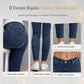 🔥SCONTO DEL 50%! 👖Jeans skinny aderenti da donna in azzurro chiaro, impreziositi da perline, con vita grezza sfilacciata e polsini alla caviglia strappati e sfregiati