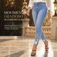 🔥SCONTO DEL 50%! 👖Jeans skinny aderenti da donna in azzurro chiaro, impreziositi da perline, con vita grezza sfilacciata e polsini alla caviglia strappati e sfregiati