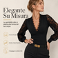 🔥SCONTO DEL 50%! 👚Top femminile con scollo a V profondo, maniche lunghe e pizzo