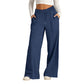 Pantaloni casual da donna a gamba larga con coulisse e vita elastica