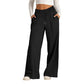 Pantaloni casual da donna a gamba larga con coulisse e vita elastica