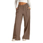 Pantaloni casual da donna a gamba larga con coulisse e vita elastica
