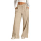 Pantaloni casual da donna a gamba larga con coulisse e vita elastica