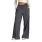 Pantaloni casual da donna a gamba larga con coulisse e vita elastica