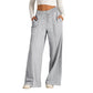 Pantaloni casual da donna a gamba larga con coulisse e vita elastica