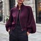 🔥SCONTO DEL 50%! 👚Maglione da donna in maglia con maniche a lanterna e chiusura lampo