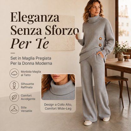 ⏰ Ultimo Giorno di Saldi – SCONTO 50% ✨Set donna maglia collo alto in maglia e pantaloni a gamba larga