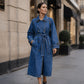 ⏰ Ultimo Giorno di Saldi – SCONTO 50% ✨Cappotto lungo in denim da donna con chiusura doppia a bottoni