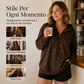 🔥SCONTO DEL 50%! 👚Felpa da donna con stampa leopardato e mezza cerniera