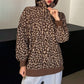 🔥SCONTO DEL 50%! 👚Felpa da donna con stampa leopardato e mezza cerniera