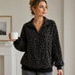 🔥SCONTO DEL 50%! 👚Felpa da donna con stampa leopardato e mezza cerniera