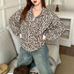 🔥SCONTO DEL 50%! 👚Felpa da donna con stampa leopardato e mezza cerniera