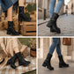 🔥SCONTO DEL 50%! 👢Stivali da donna a polpaccio con tacco grosso e fibbia