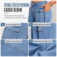 🔥SCONTO DEL 50%! 👖Jeans cargo a zampa da donna, slim fit, ad alta elasticità con tasche con patta