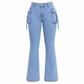 🔥SCONTO DEL 50%! 👖Jeans cargo a zampa da donna, slim fit, ad alta elasticità con tasche con patta