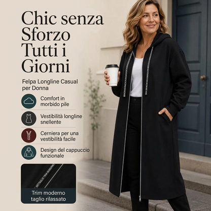 ⏰ Ultimo Giorno di Saldi – SCONTO 50% ✨Giacca con cappuccio da donna casual, lunga e con chiusura lampo