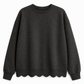 🔥SCONTO DEL 50%! 👚Maglione da donna con scolo rotondo e bordo smerlato