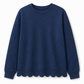 🔥SCONTO DEL 50%! 👚Maglione da donna con scolo rotondo e bordo smerlato