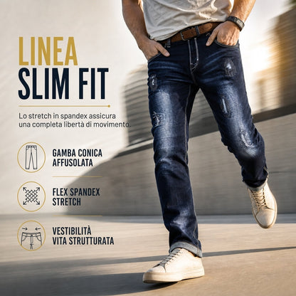 🔥SCONTO DEL 50%! 👖Jeans strappati da uomo elasticizzati e aderenti