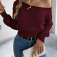 🔥SCONTO DEL 50%! 👚Maglione corto a trama da donna, con scollo sulle spalle