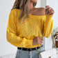 🔥SCONTO DEL 50%! 👚Maglione corto a trama da donna, con scollo sulle spalle