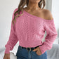 🔥SCONTO DEL 50%! 👚Maglione corto a trama da donna, con scollo sulle spalle