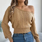 🔥SCONTO DEL 50%! 👚Maglione corto a trama da donna, con scollo sulle spalle