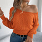 🔥SCONTO DEL 50%! 👚Maglione corto a trama da donna, con scollo sulle spalle